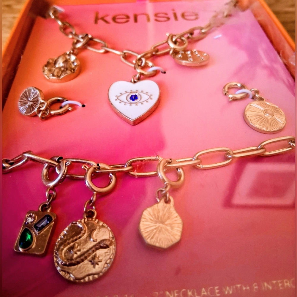 NIB Ladies Jewelry Necklace, Bracelet Interchangable Clasp Type Charms, Goldtone - Picture 3 of 6
